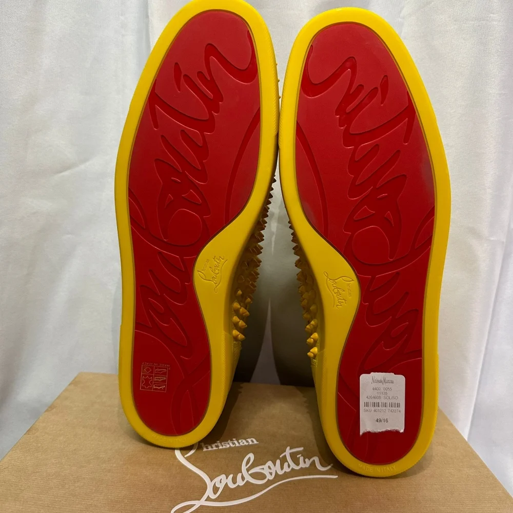 🔥SOLD🔥NWT CHRISTIAN LOUBOUTIN MEN'S LOUIS FLAT LEATHER SPIKE HIGH-TOP SNEAKERS - Picture 13 of 16
